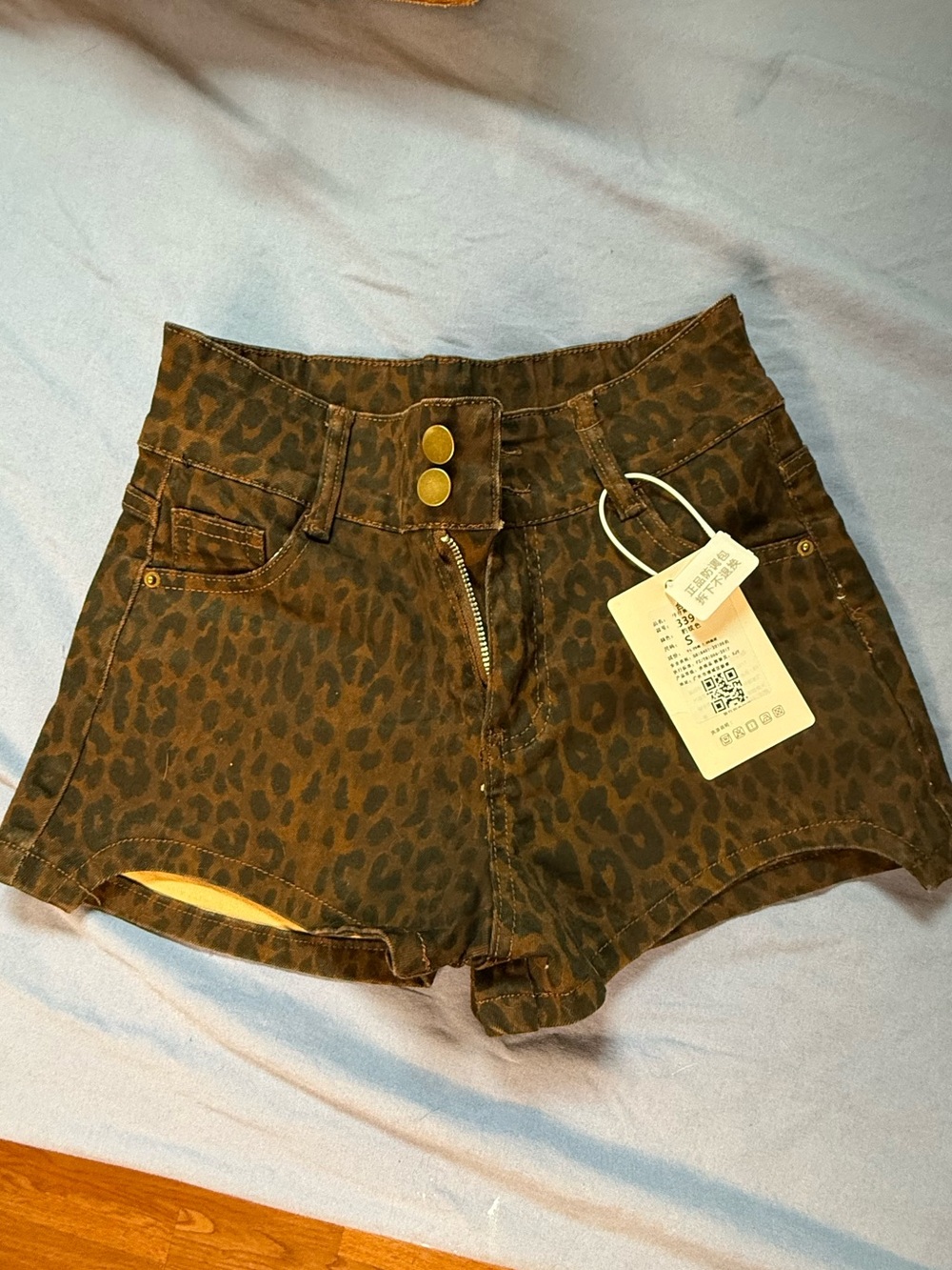 High-Waist Leopard Print Women’s Shorts - Brown
